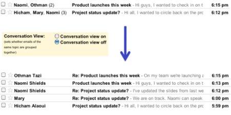 Gmail nos permite desactivar la vista de conversaciones y optar por una tradicional