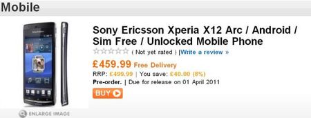 El Sony Ericsson Xperia Arc ya en reserva en Reino Unido