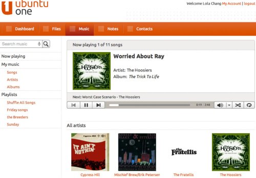 Ubuntu One Music streaming web
