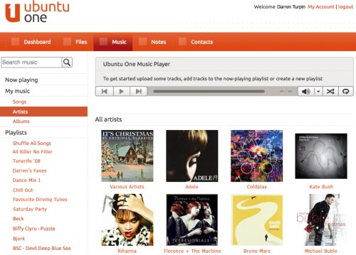 Ubuntu One Music streaming web