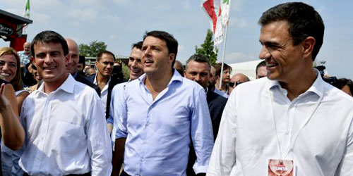 Valls y Renzi trasladan a Sánchez la inquietud europea por su acercamiento a Podemos