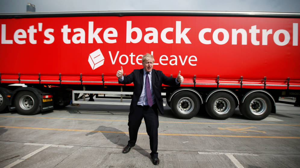 Boris Johnson, en campaña a favor del Brexit.