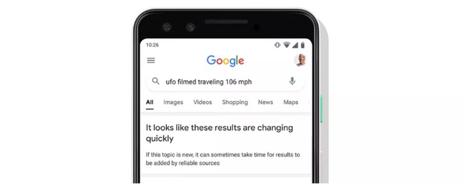 Google avisará si los resultados de búsqueda no son confiables