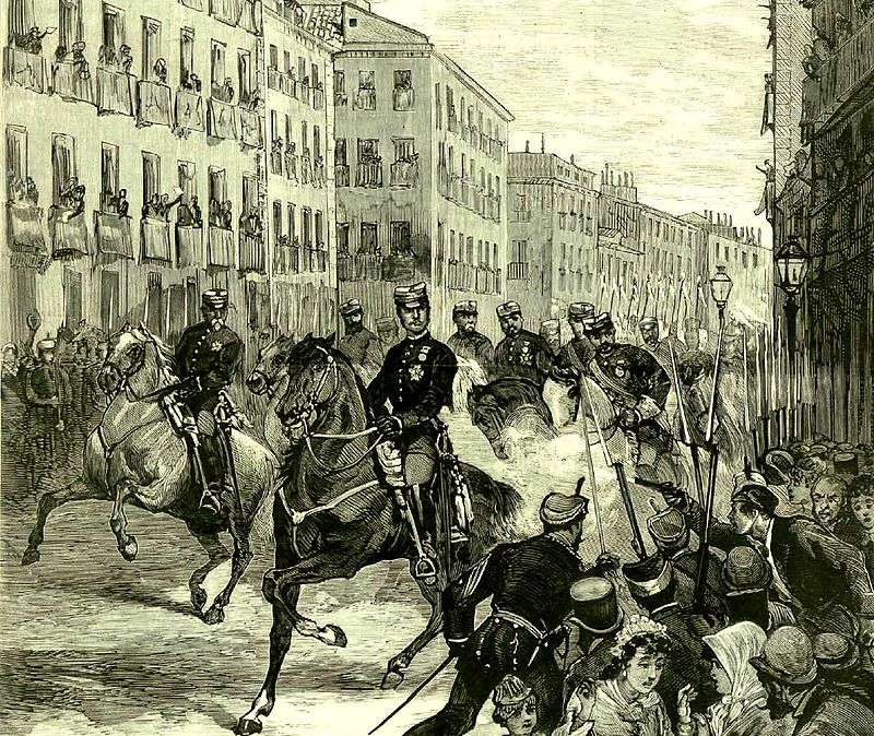 Atentado contra el rey Alfonso XII en la calle Mayor de Madrid.