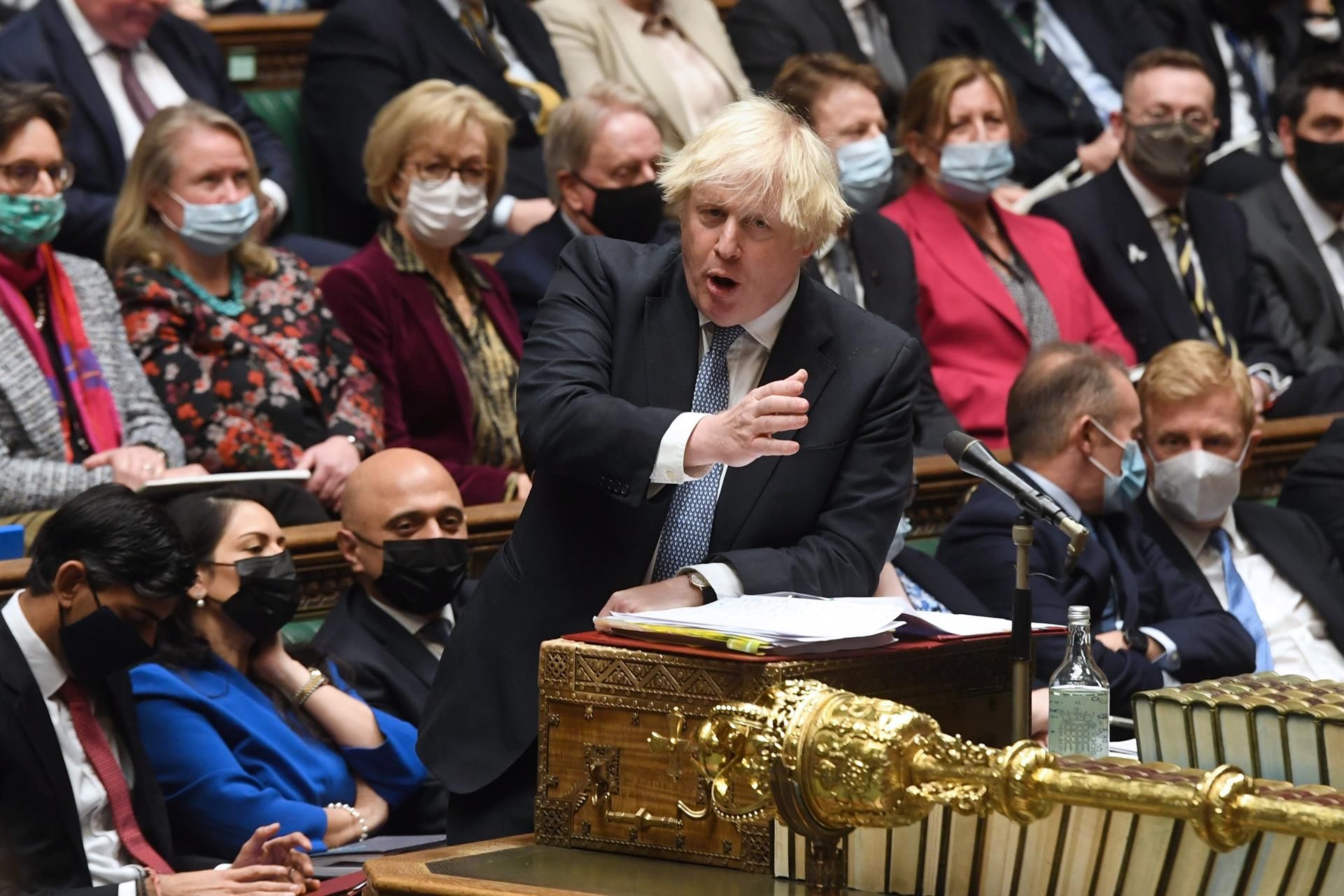Boris Johnson en una intervención en la Cámara de los Comunes.