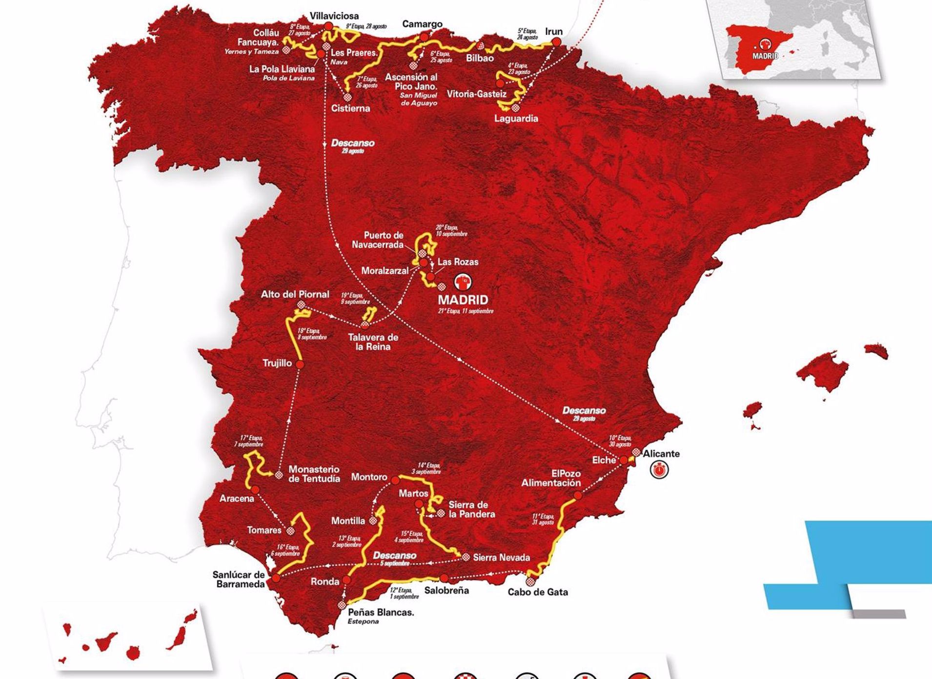 La Vuelta 22 apuesta por el norte y el sur de España y presenta nuevos retos