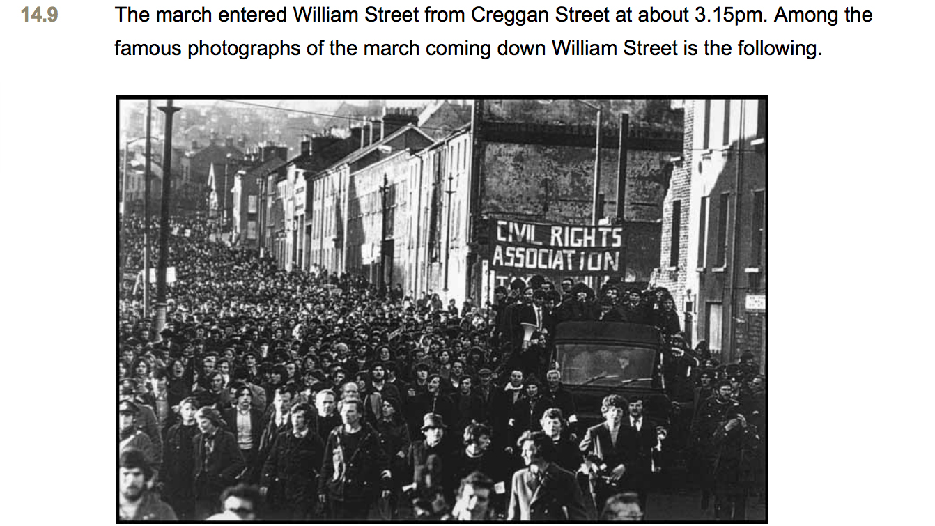 El comienzo de la manifestación del 30 de enero de 1972 que desembocó en el Bloody Sunday.