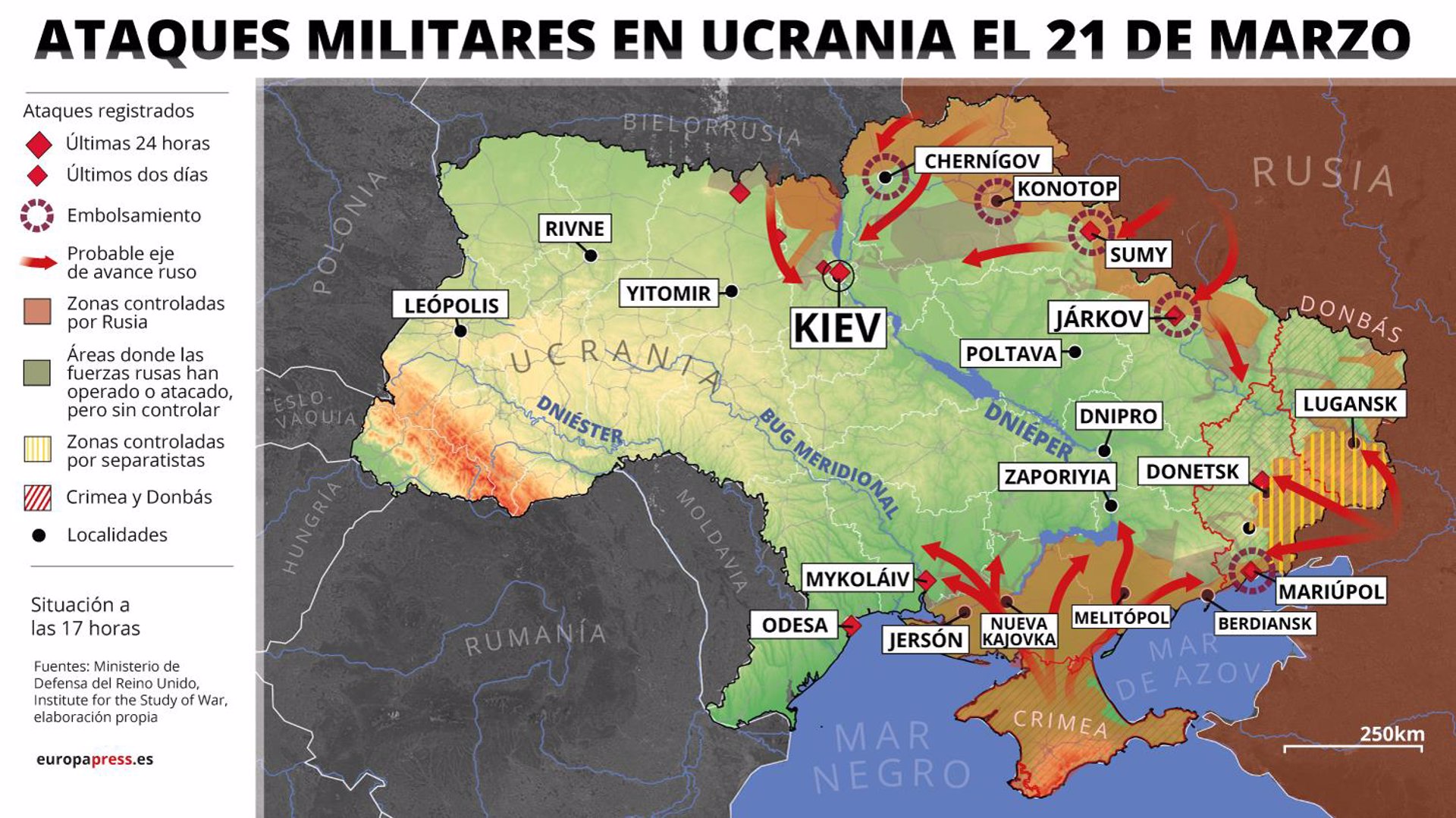 Mapa de Ucrania 21 de marzo