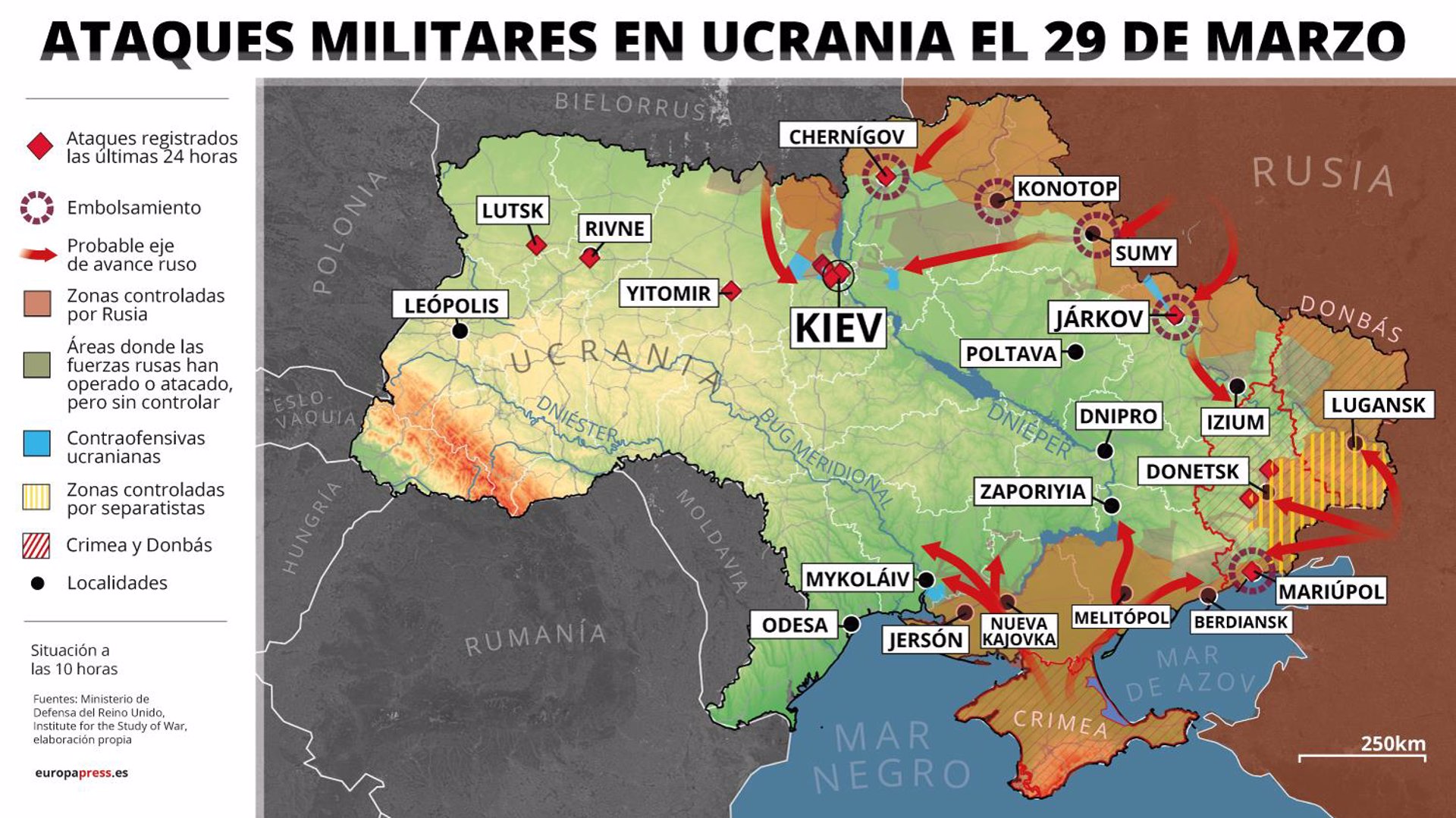 Mapa de Ucrania 29 de marzo