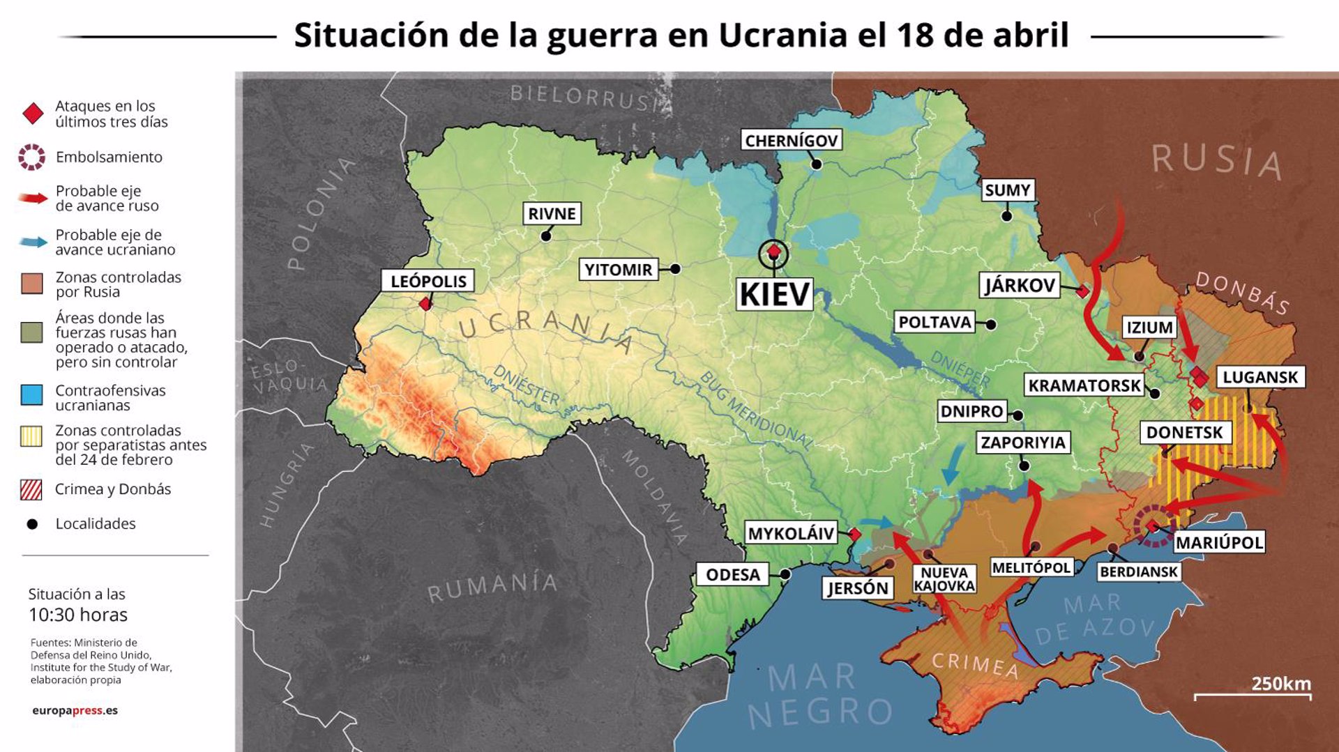 EpData.- Mapas y gráficos de la situación de la guerra en Ucrania