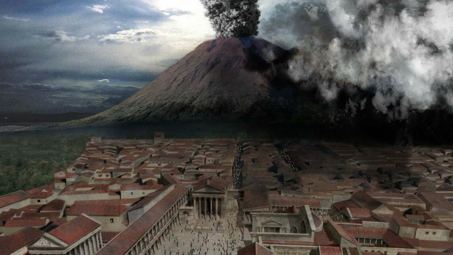 Recreación de la erupción del Vesubio