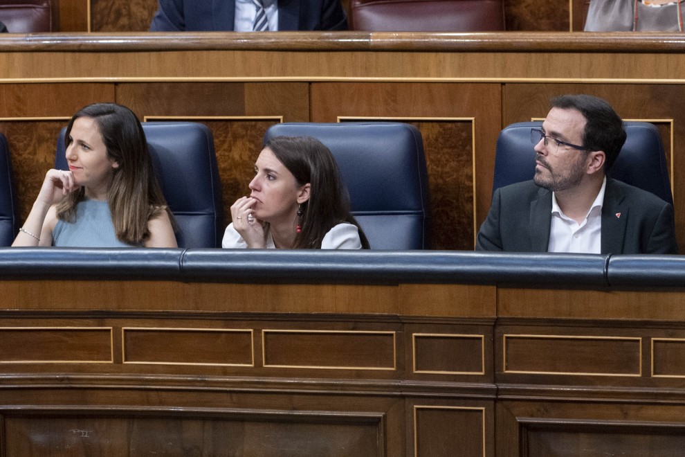Los ministros de Unidas Podemos, Ione Belarra, Irene Montero y Alberto Garzón