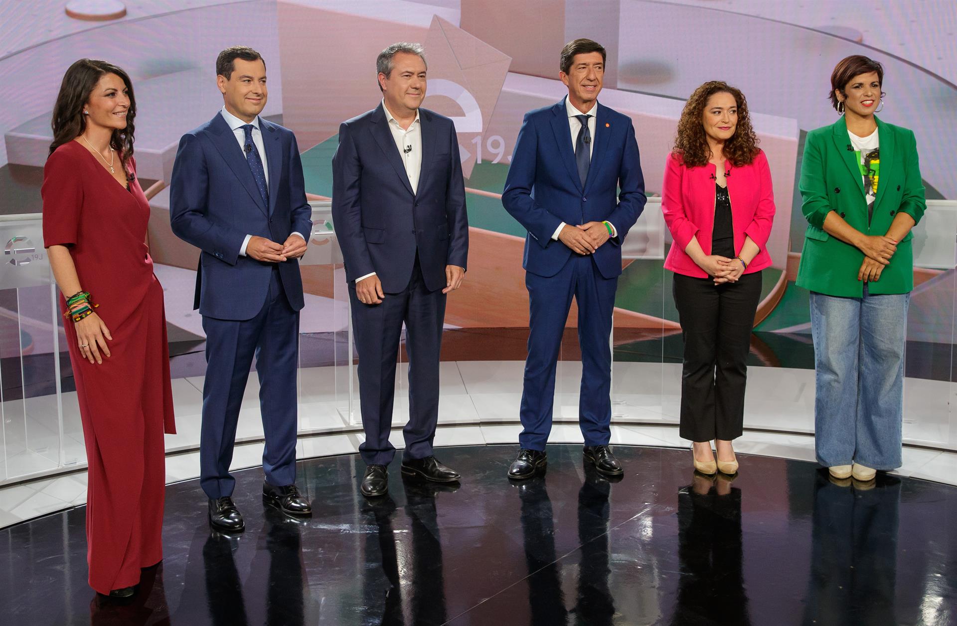 Los candidatos de las elecciones andaluzas antes de un debate