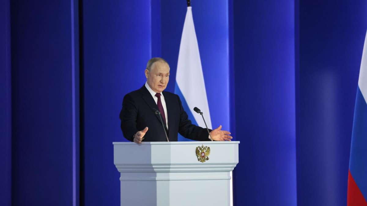El presidente de Rusia, Vladimir Putin, durante el mensaje del estado de la nación.