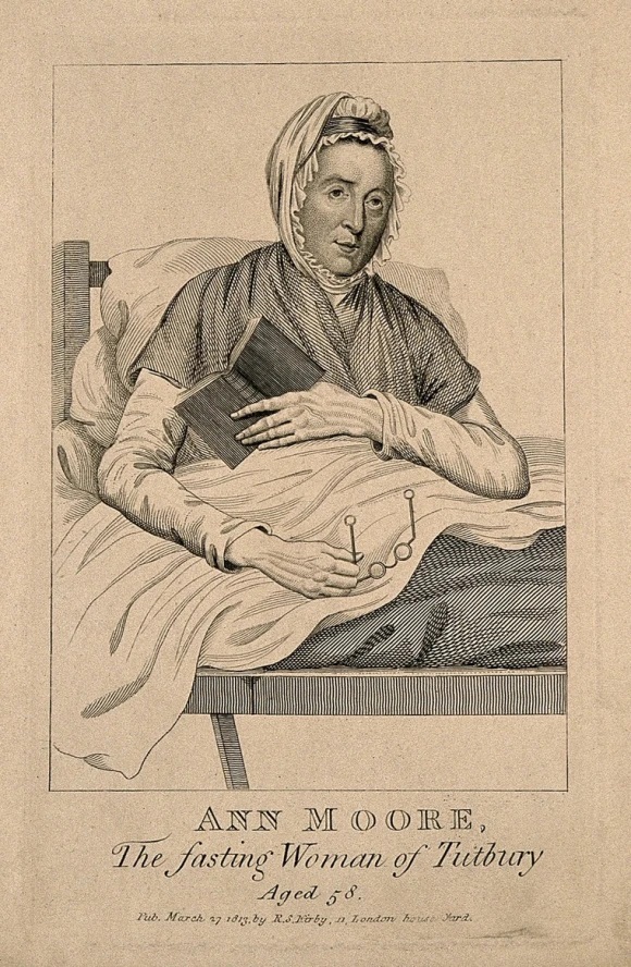 «Ann Moore, la ayunadora de Tutbury a los 58 años», lamina publicada en 1813.