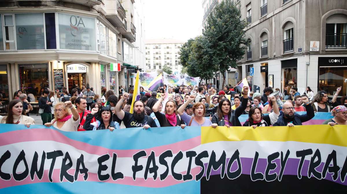 Un momento de la manifestación celebrada en Madrid, convocada por la Federación Plataforma Trans, a favor de la Ley Trans y para exigir su tramitación