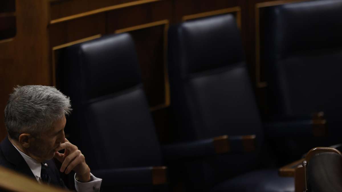 El ministro del Interior, Fernando Grande-Marlaska, durante la sesión de control al Gobierno este miércoles en el Congreso