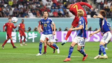 Morata marca de cabeza el gol de España contra Japón