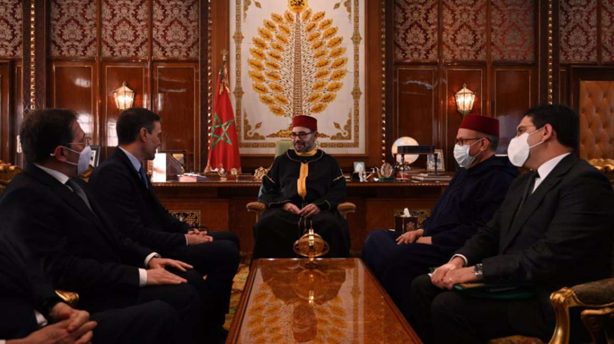 Rabat Pedro Sánchez durante su reunión con el rey Mohamed VI en Rabat