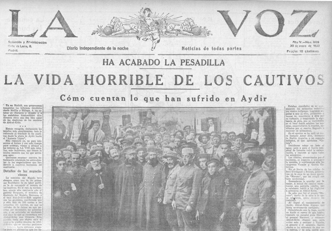 Portada de 'La Voz' del 30 de enero de 1923.
