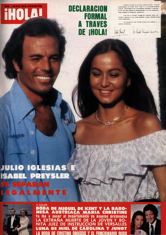 La revista ¡Hola! informó d la separación de Julio Iglesias e Isabel Preysler