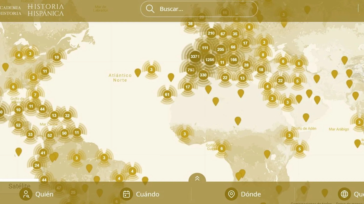 El mapa histórico interactivo que ha puesto en marcha la Real Academia de la Historia de España.