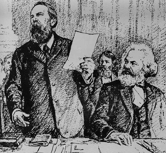 Engels y Marx en el Congreso de La Haya, en el año 1879.