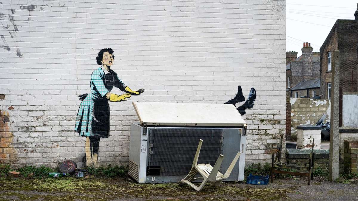 La nueva obra de Banksy aparacida en Inglaterra por San Valentín.