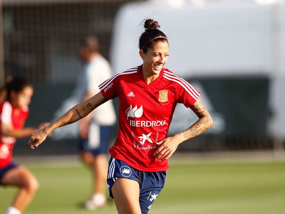 Jenni Hermoso, en un entrenamiento de la selección española