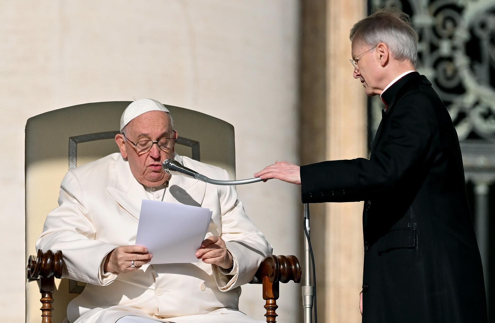 El Papa, durante la audiencia de este miércoles en el Vaticano.