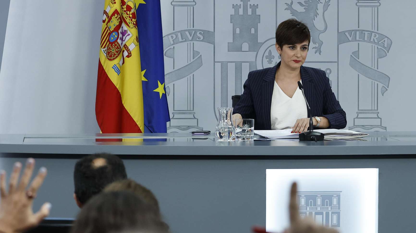 La portavoz del Gobierno y ministra de Política Territorial, Isabel Rodríguez, durante la rueda de prensa convocada tras la reunión del Consejo de Ministros.