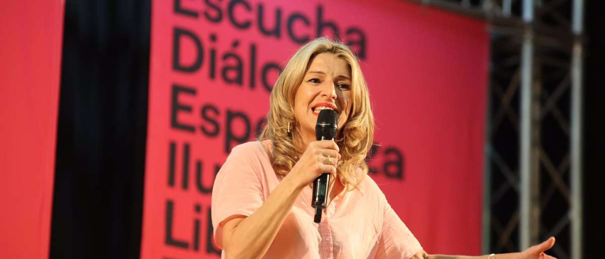 La vicepresidenta segunda del Gobierno y ministra de Trabajo y Economía Social, Yolanda Díaz, durante un acto de escucha de su proyecto Sumar.