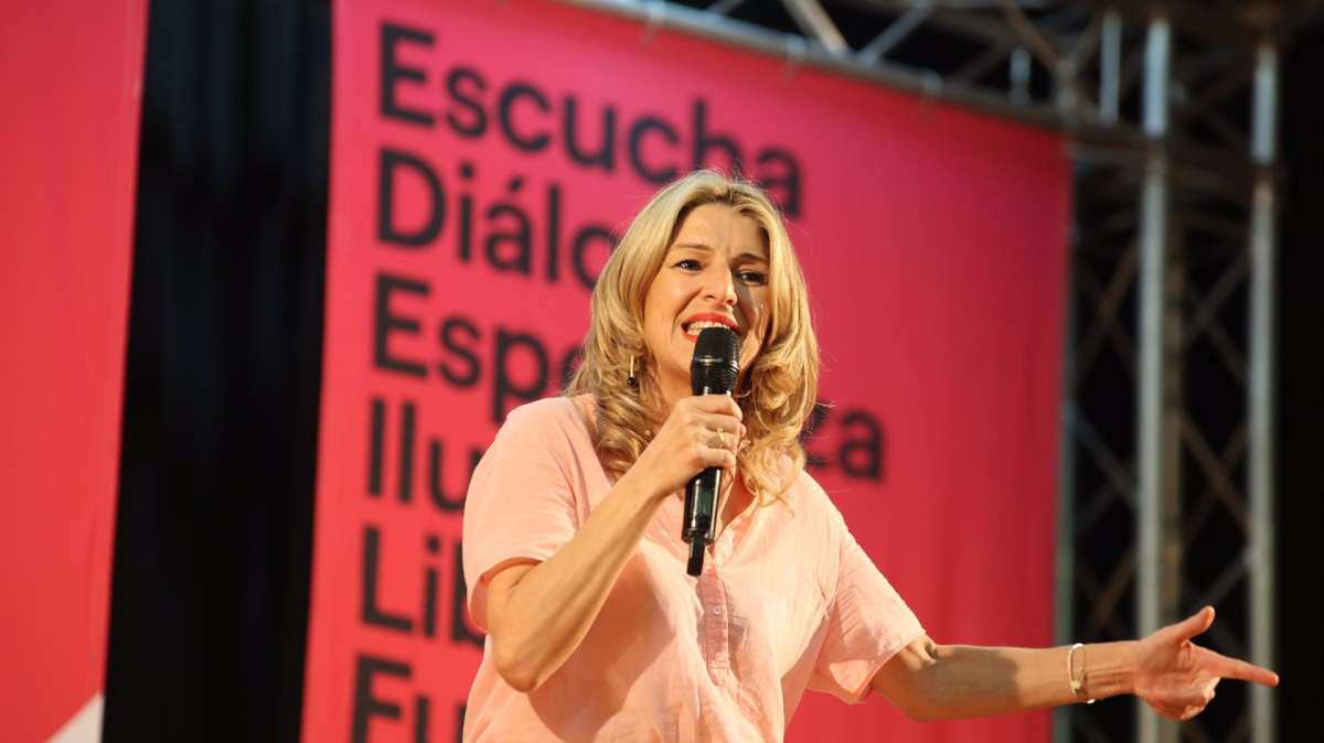 La vicepresidenta segunda del Gobierno y ministra de Trabajo y Economía Social, Yolanda Díaz, durante un acto de escucha de su proyecto Sumar.