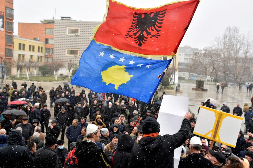 Celebración de la independencia de Kosovo en febrero de 2008.