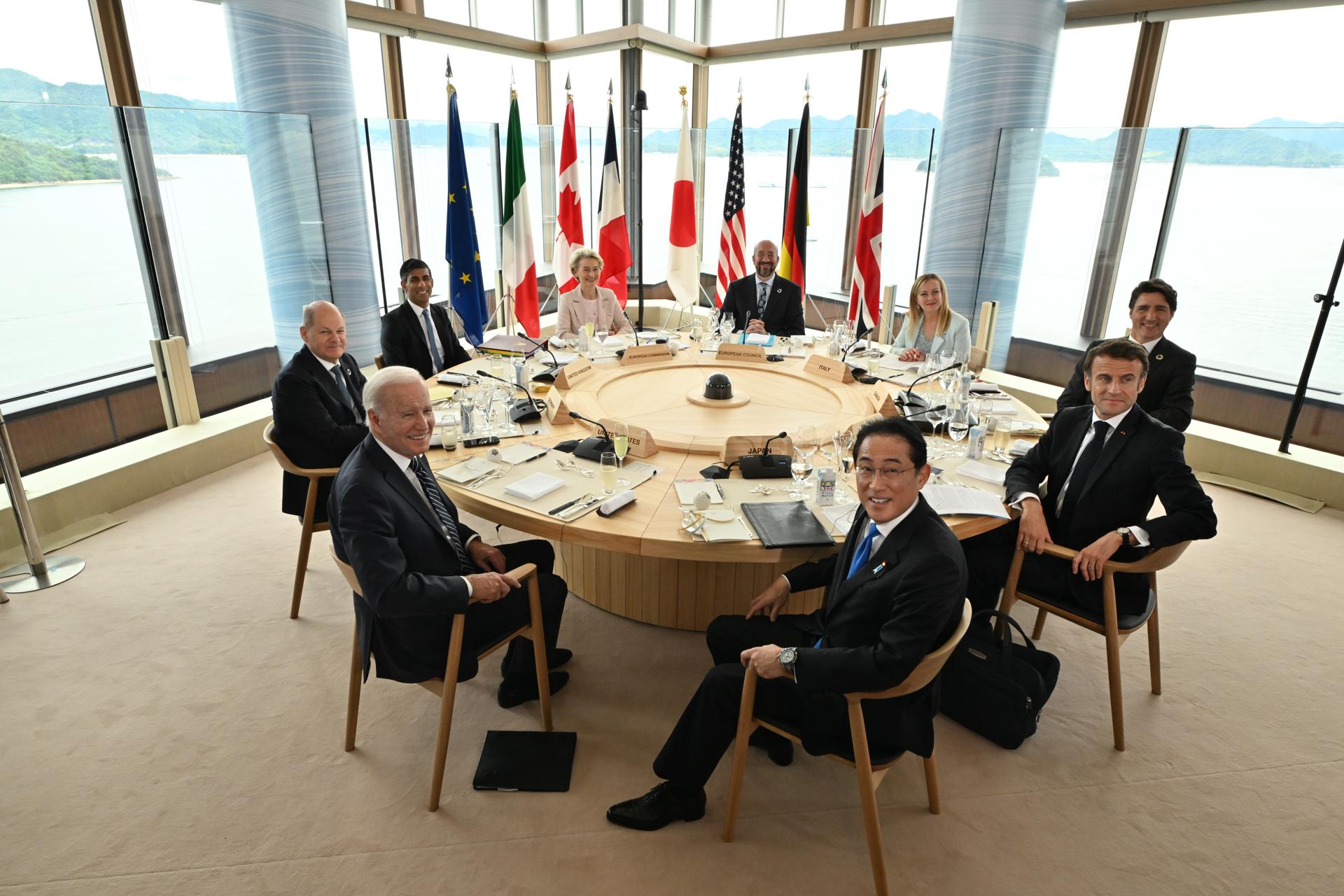 Imagen del encuentro de los líderes del G7 en Hiroshima.