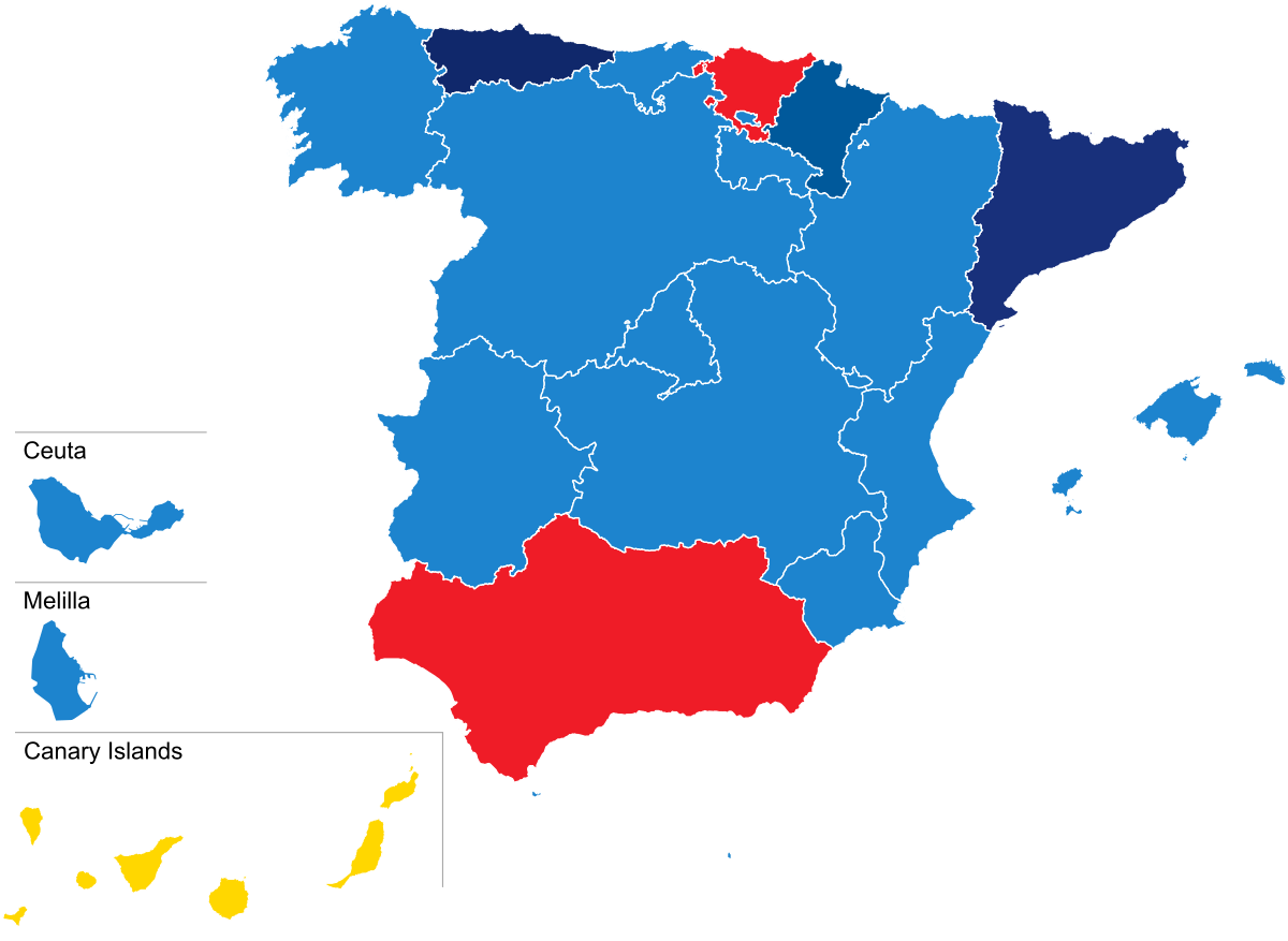 Mapa electoral tras las elecciones autonómicas de 2011.