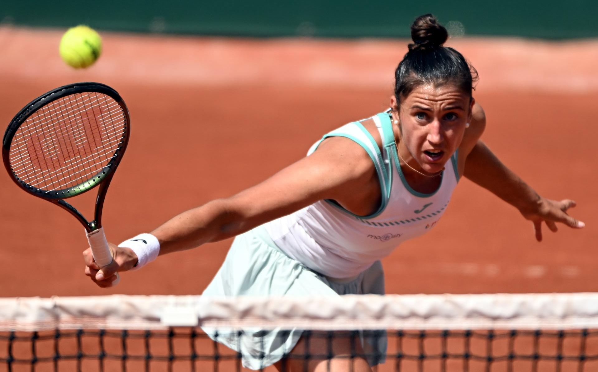 Sara Sorribes, en su partido de primera ronda de Roland Garros