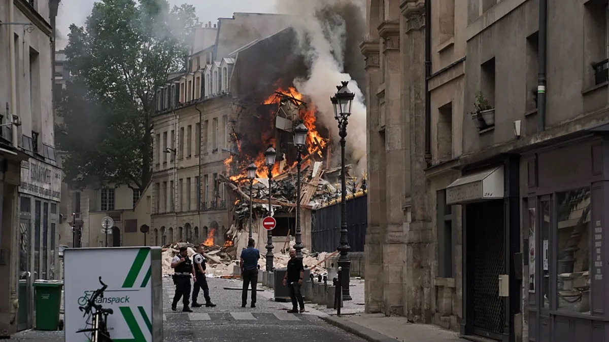 Edificio Place Alphonse-Laveran en Paris después de la explosión de gas.