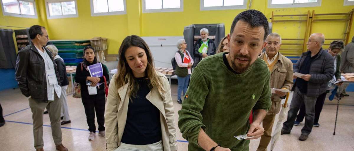 Pablo Iglesias e Irene Montero ejerciendo su derecho al voto en las pasadas elecciones del 28M.