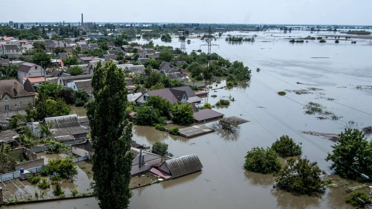 Rusia Vista aérea de la zona inundada.