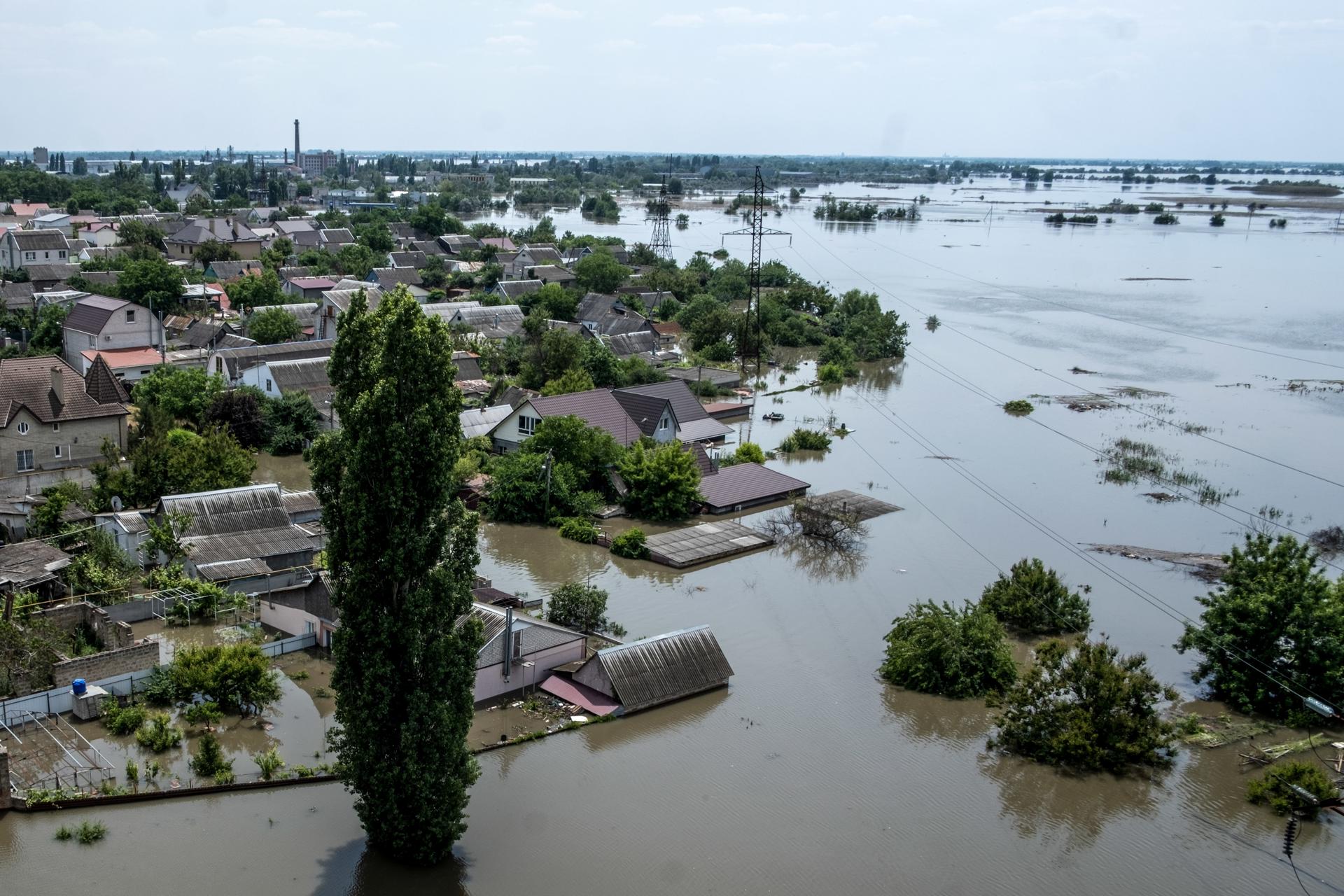 Rusia Vista aérea de la zona inundada.