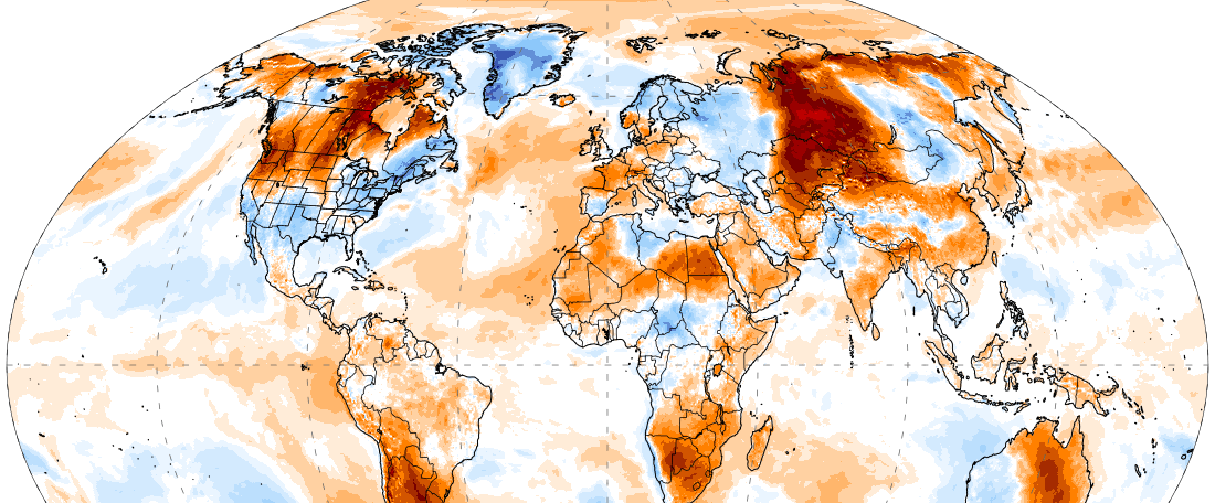 Siberia Mapa de las temperaturas con muestras de los picos de calor