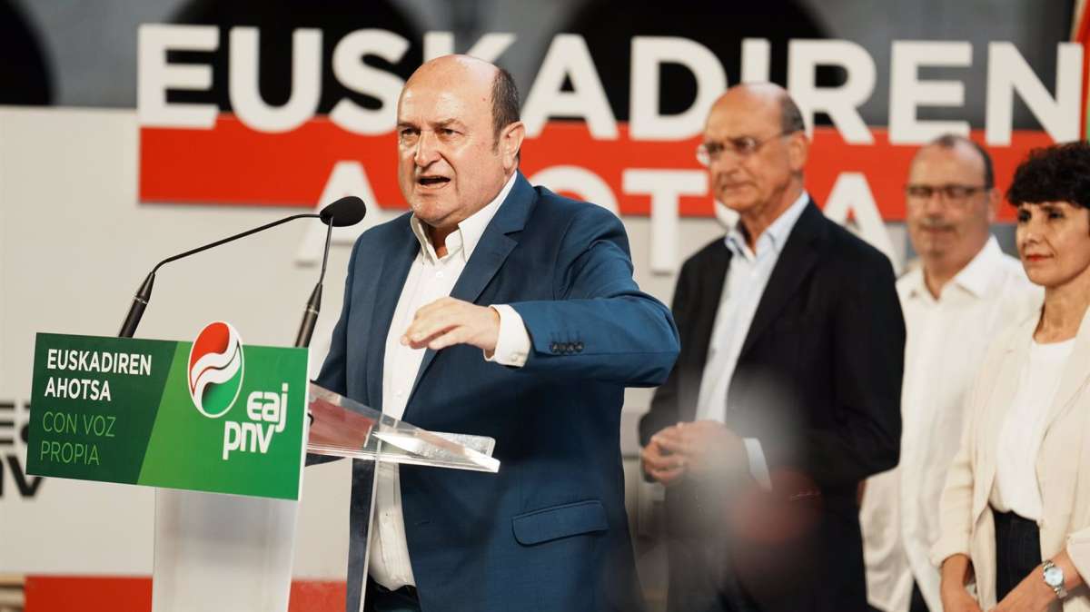 El presidente del PNV, Andoni Ortuzar, durante el acto de inicio de campaña de EAJ-PNV para las elecciones del 23J.