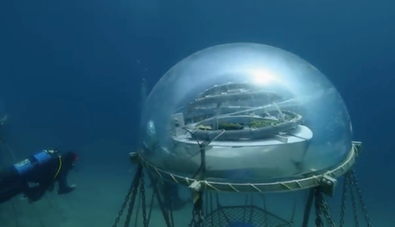 Imagen exterior de una de las biosferas del Jardín de Nemo.