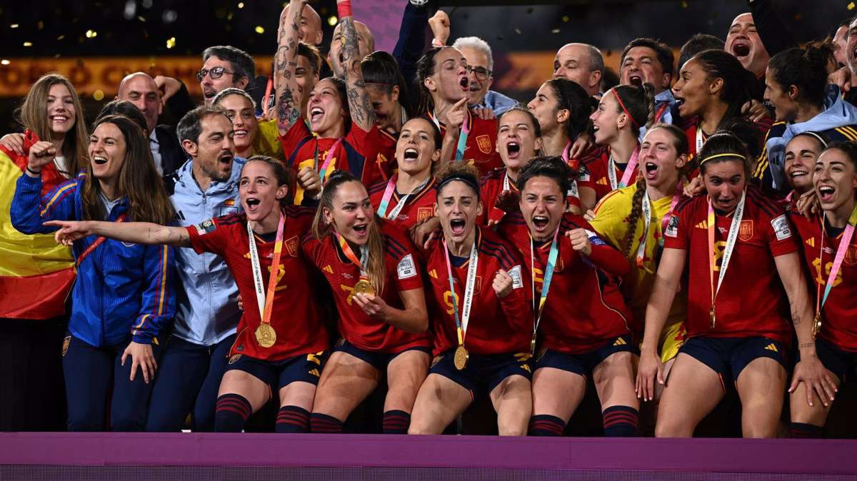 Las jugadoras de la Selección española al ser proclamadas campeonas del mundo.
