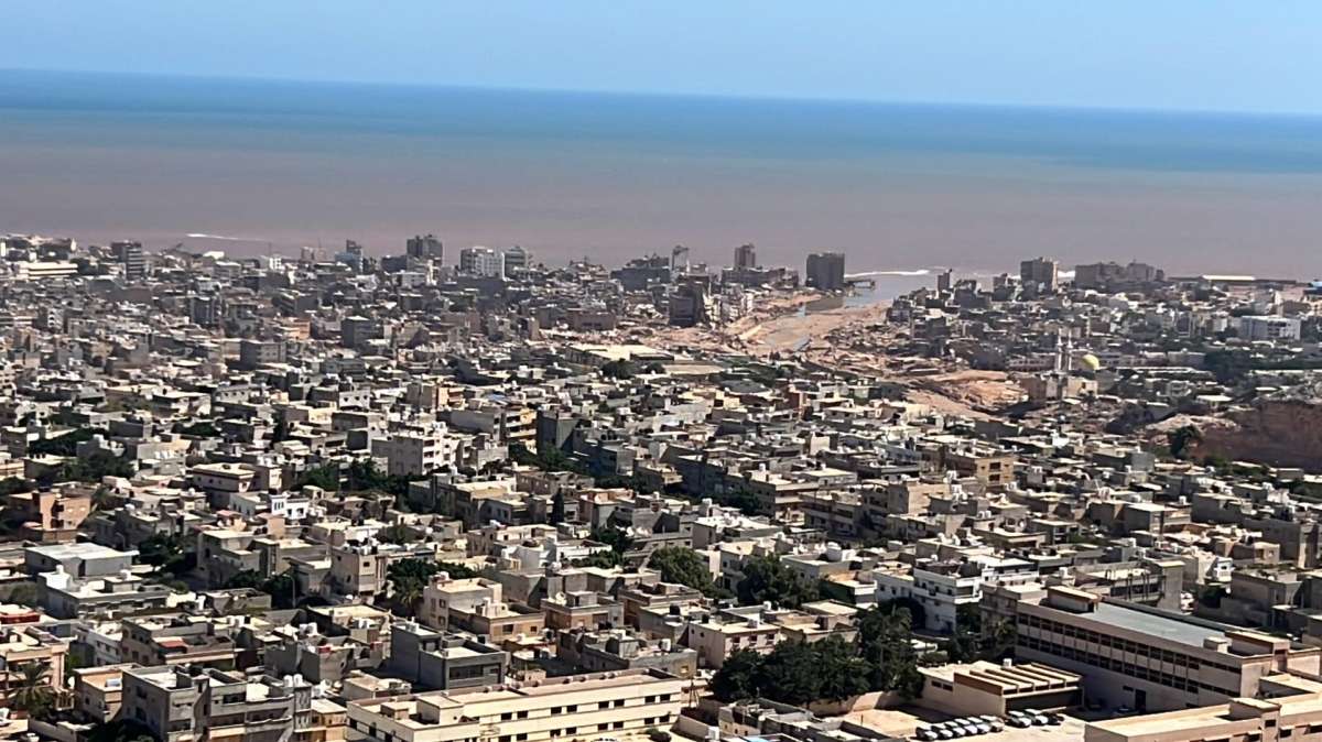 Vista aérea de Derna, Libia.