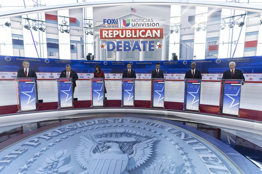 Los candidatos republicanos en el segundo debate sin Trump.