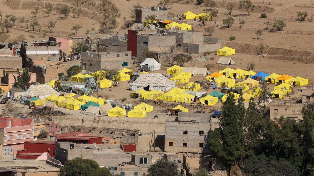 Terremoto Vista de un campamento de desplazados en Amziz (Marruecos).