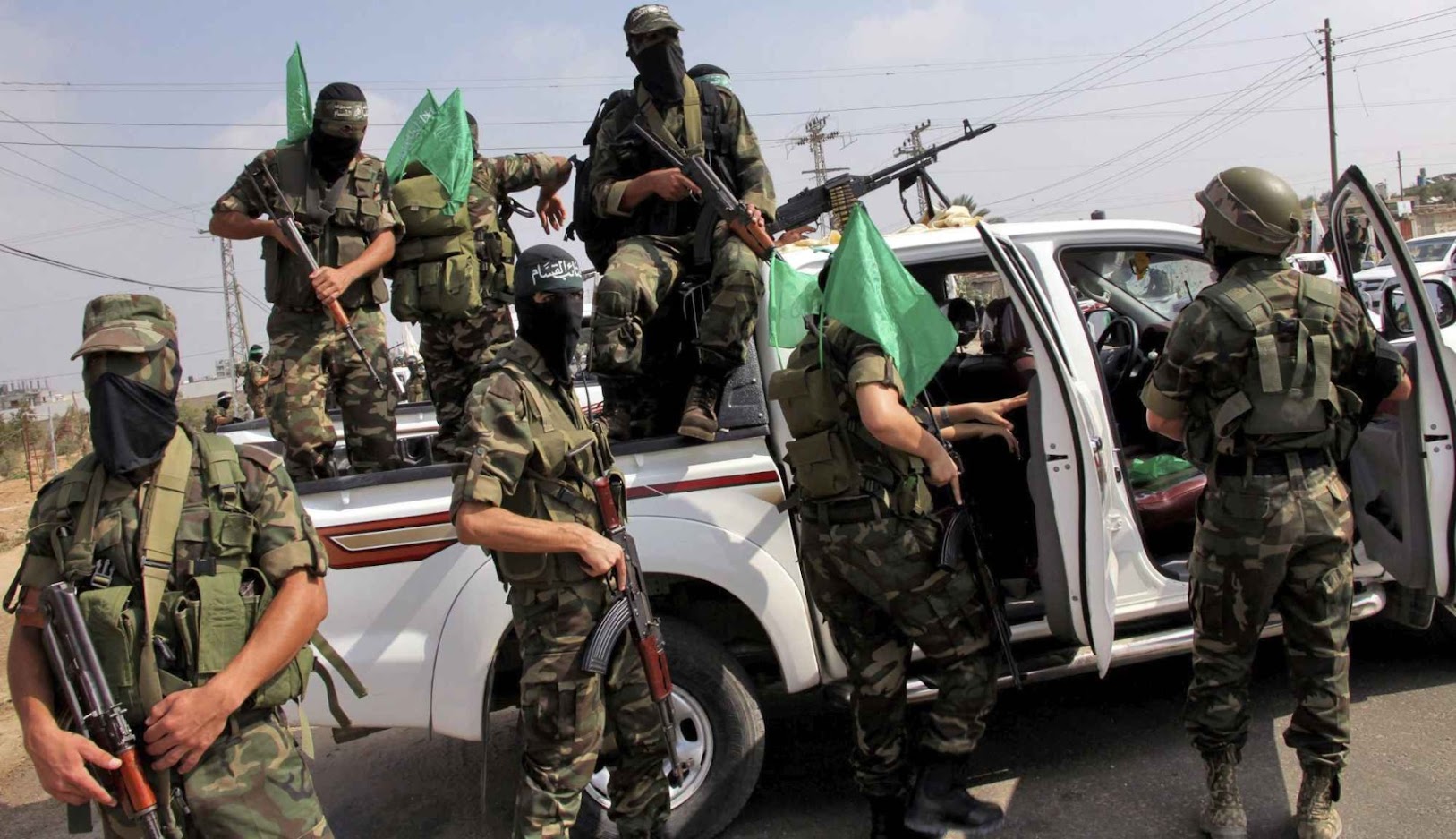Militantes de la brigada de Al Qasam, el brazo armado de Hamás.