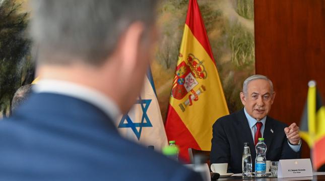 Discurso de Netanyahu ante la presencia de Pedro Sánchez
